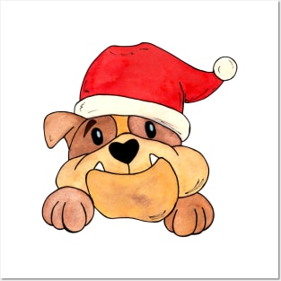 Dog with Christmas hat, Dog lover, Dog lover gift Posters and Art